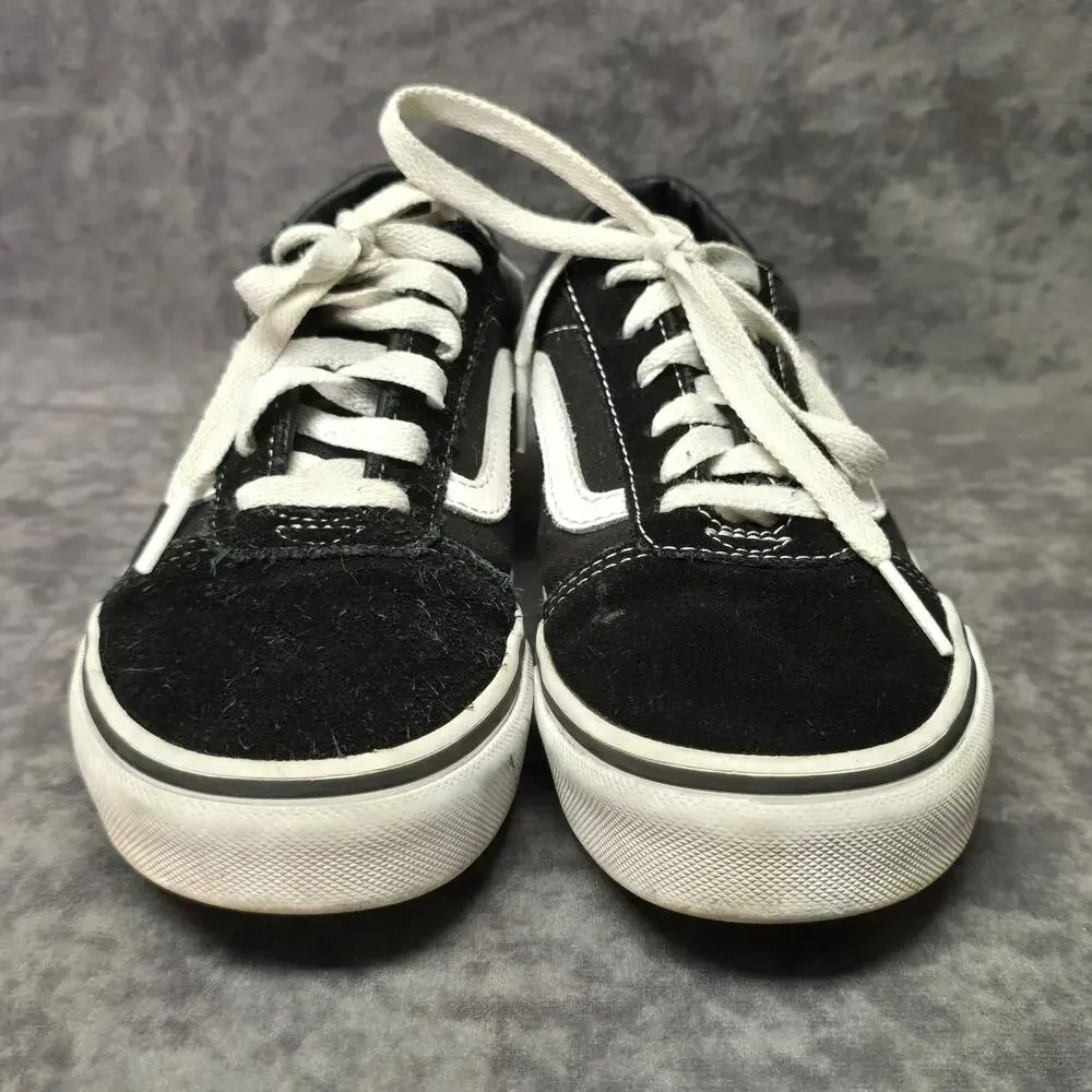 Vans Black & White Off The Wall Old Skool Low Top Canvas Skater Shoes Youth 3